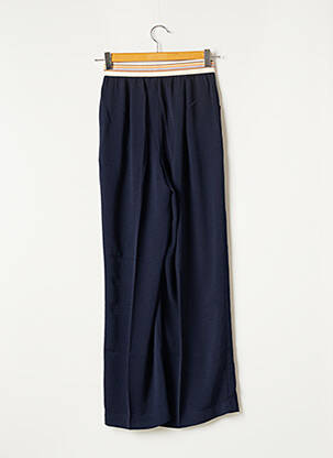 Pantalon large fermeture zippée sous rabat boutonné taille haute bleu INDEE femme
