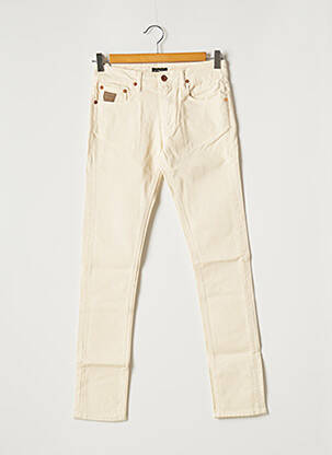 Pantalon droit fermeture zippée sous rabat boutonné taille normale beige APRIL 77 femme