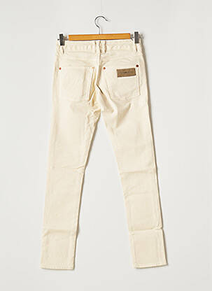 Pantalon droit fermeture zippée sous rabat boutonné taille normale beige APRIL 77 femme