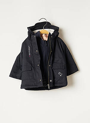 Parka finition intérieure doublure satiné a capuche bleu IKKS fille
