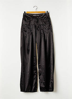 Pantalon large fermeture zippée sous rabat boutonné taille normale noir NEWPLAY femme