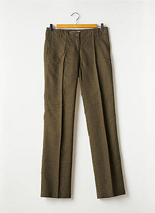 Pantalon droit tissage popeline taille normale vert MANGO femme
