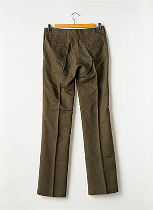 Pantalon droit tissage popeline taille normale vert MANGO femme
