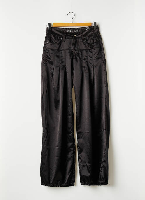 Pantalon large fermeture zippée sous rabat boutonné taille normale noir NEWPLAY femme