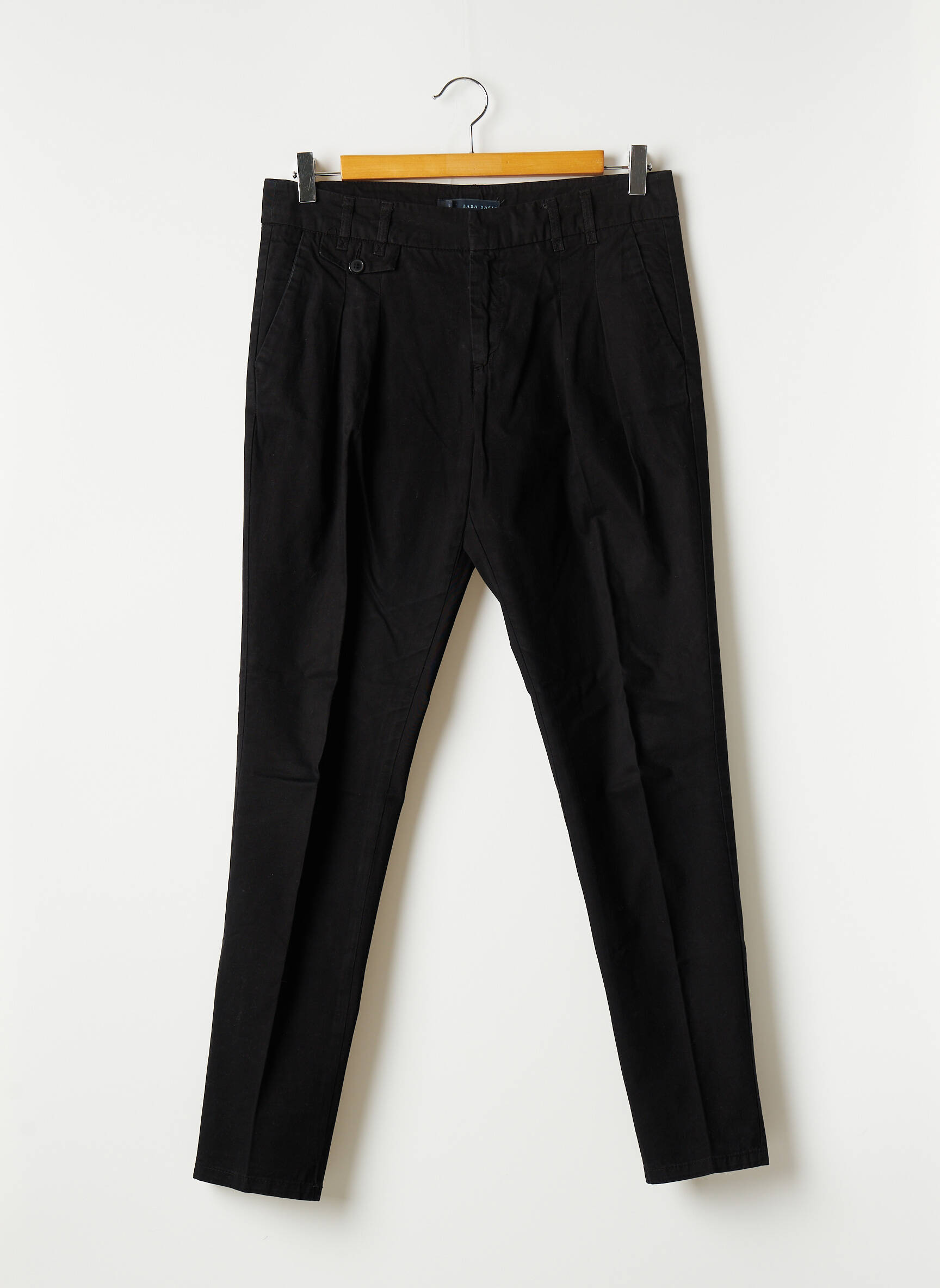 ZARA Pantalon chino de couleur noir en soldes pas cher 1881921-noir00 - Modz
