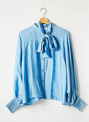 Chemisier coupe fluide manches longues bleu GESTUZ femme