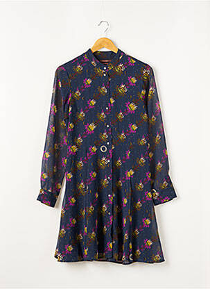Robe mi-longue coupe fluide manches longues bleu MAISON SCOTCH femme
