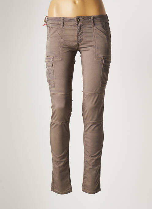 Pantalon slim gris LE TEMPS DES CERISES pour femme