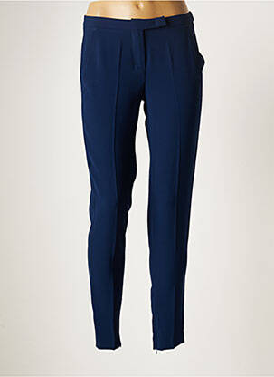 Pantalon chino fermeture zippée sous rabat avec crochet taille normale bleu KOCCA femme
