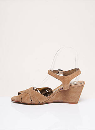 Sandales/nu pieds matière lisse talon de 7 à 9cm marron KESS femme