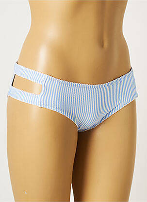 Bas de maillot de bain imprimé rayures culotte bleu AGUA BENDITA femme