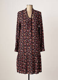 Robe mi-longue imprimé fleurs manches longues noir AGATHE & LOUISE femme