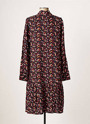 Robe mi-longue imprimé fleurs manches longues noir AGATHE & LOUISE femme