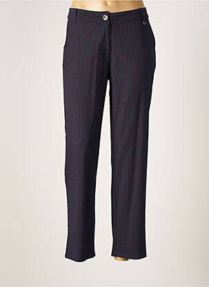 Pantalon droit tissage popeline taille normale bleu AGATHE & LOUISE femme