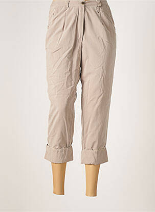 Pantalon 7/8 tissage popeline taille normale beige JAC JAC femme