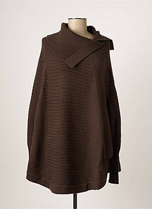 Pull tunique finition bords-côtes manches longues marron OVALE femme