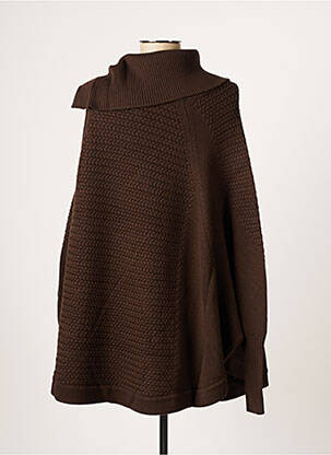 Pull tunique finition bords-côtes manches longues marron OVALE femme
