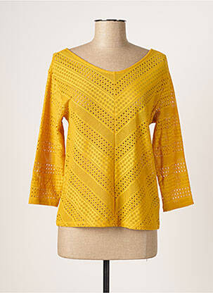 Top coupe cintrée manches 3/4 jaune PASSIONATA femme