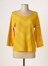 Top coupe cintrée manches 3/4 jaune PASSIONATA femme