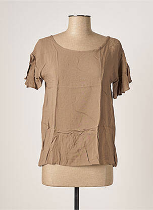 Blouse manches courtes manches courtes marron PASSIONATA femme