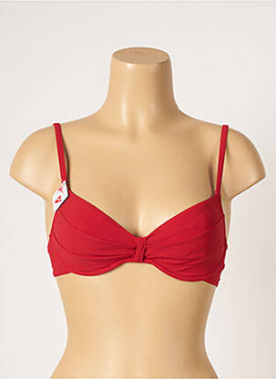 Haut de maillot de bain bretelles élastiquées ajustables rouge LOU femme