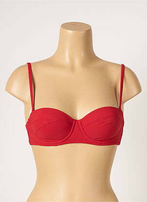 Haut de maillot de bain bretelles élastiquées ajustables rouge LOU femme