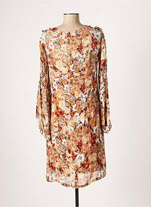 Robe mi-longue imprimé fantaisie manches longues marron CREAM femme