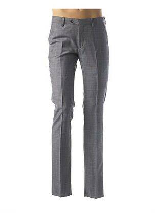 Pantalon droit fermeture zippée sous rabat avec crochet taille normale gris ERMENEGILDO ZEGNA homme