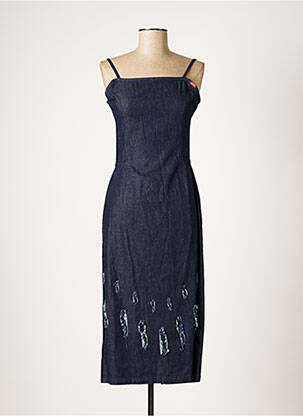 Robe mi-longue fermeture zippée au dos fines bretelles bleu MISS SIXTY femme