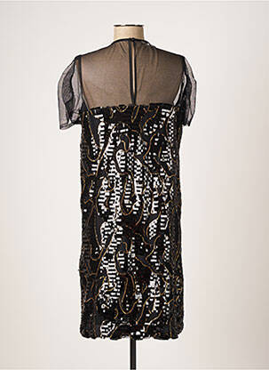 Robe mi-longue imprimé fantaisie manches courtes noir DIXIE femme