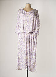 Robe mi-longue imprimé fleurs manches 3/4 violet JAD femme