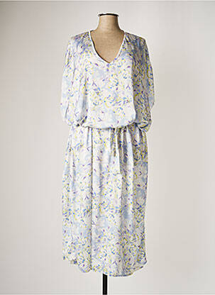 Robe mi-longue coupe fluide manches 3/4 bleu JAD femme