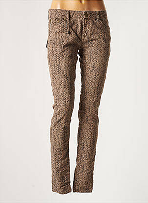 Pantalon slim broderie rivets taille basse beige IMPERIAL femme