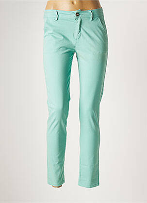 Pantalon chino fermeture zippée sous rabat boutonné taille normale vert #OOTD femme