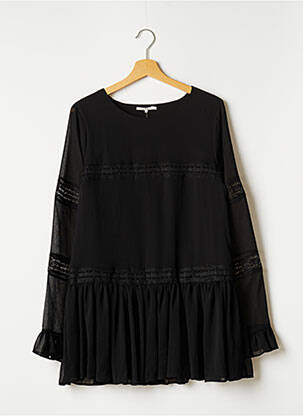 Tunique manches longues tissage crêpe noir TULAROSA femme