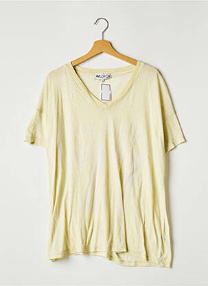 T-shirt col v manches courtes jaune WILDFOX femme