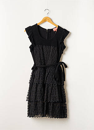 Robe mi-longue fermeture zippée au dos manches courtes noir MANOUSH femme
