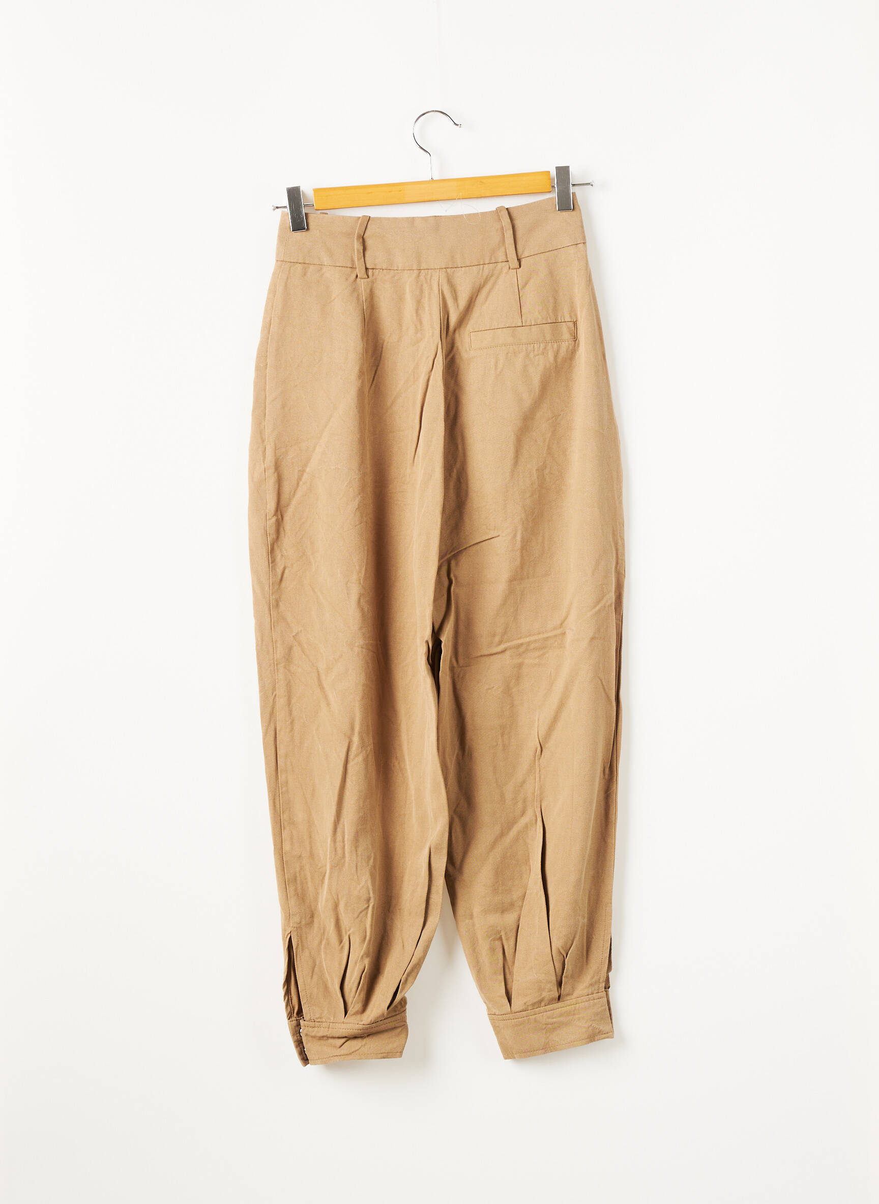 ZARA Pantalon 7/8 de couleur beige en soldes pas cher 1880338-beige0 - Modz