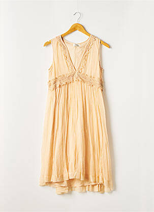 Robe mi-longue tissage crêpe sans manche rose STELLA FOREST femme