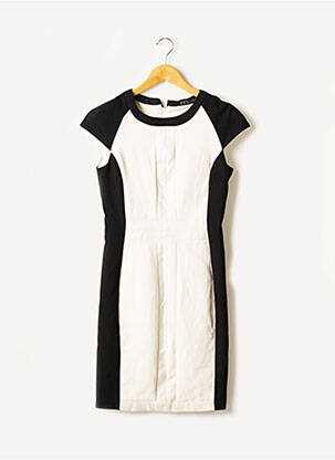 Robe courte fermeture zippée au dos manches courtes beige ZARA femme