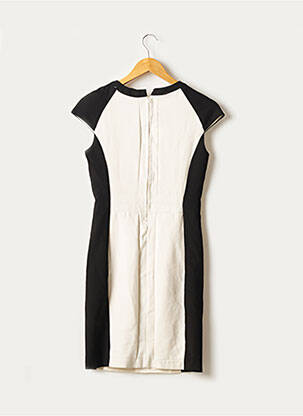 Robe courte fermeture zippée au dos manches courtes beige ZARA femme