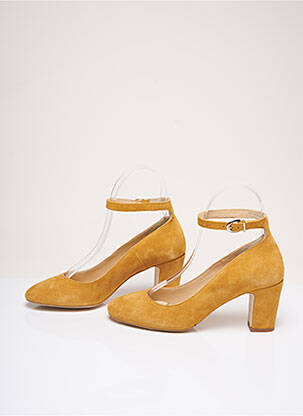 Escarpins nubuck talon de 7 à 9cm jaune MINELLI femme