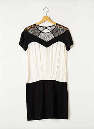 Robe mi-longue tissage crêpe manches courtes beige SANDRO femme