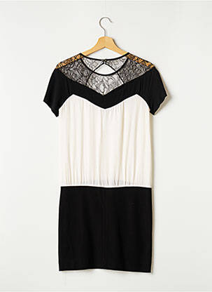 Robe mi-longue tissage crêpe manches courtes beige SANDRO femme