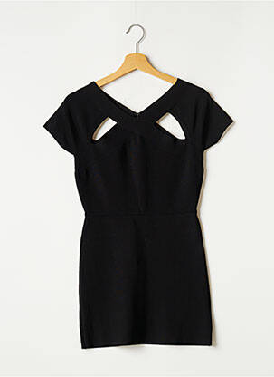 Robe courte fermeture zippée au dos manches courtes noir BCBGMAXAZRIA femme
