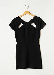 Robe courte fermeture zippée au dos manches courtes noir BCBGMAXAZRIA femme