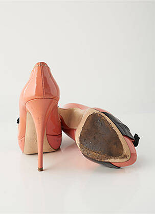 Escarpins tissage vernis talon haut de 10cm et plus orange MIU MIU femme