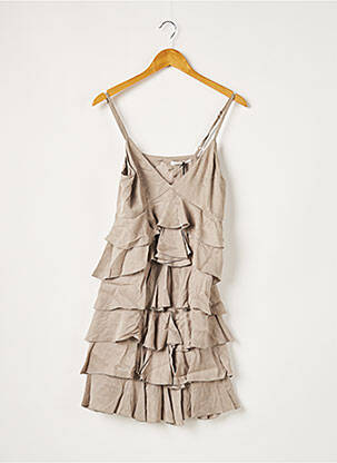 Robe mi-longue col v fines bretelles gris GUESS femme