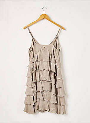 Robe mi-longue col v fines bretelles gris GUESS femme