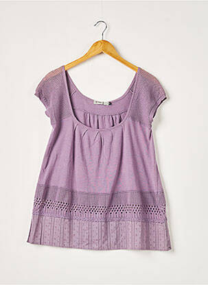 Pull stretch manches courtes violet 2 TWO femme